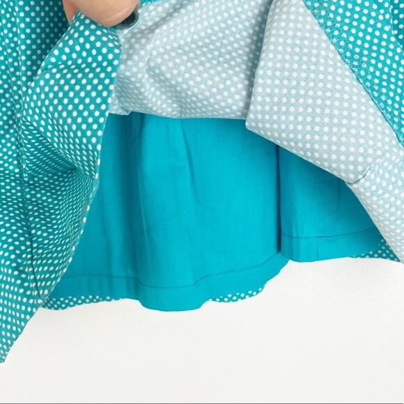 Talbots Womens Skirt Polka Dot Pleats A Line Fit Flare Swing Turquoise White 90s - Picture 3 of 5